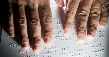 Blind reading text in braille language